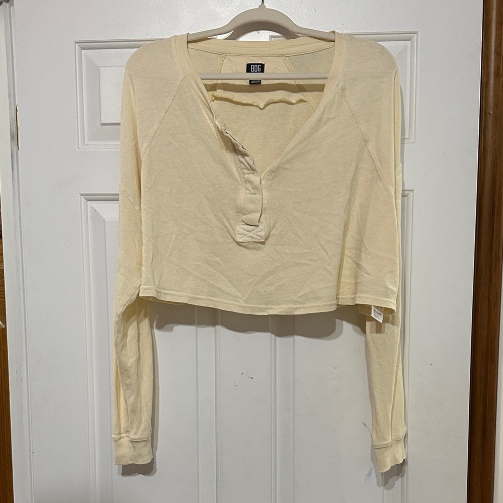 BDG long sleeve cropped Henley top